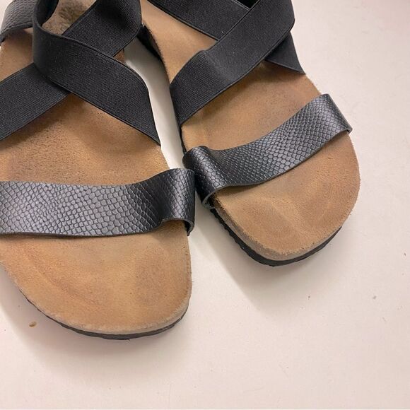 BioStep open toe leather black pebble flat cork comfort sandals made in Spain 8 - Picture 3 of 5